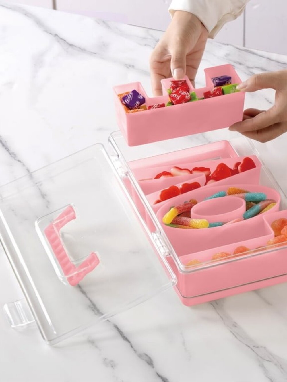 Pink Snackle Box - 4-Compartment Snack Container - Picture 4 of 5